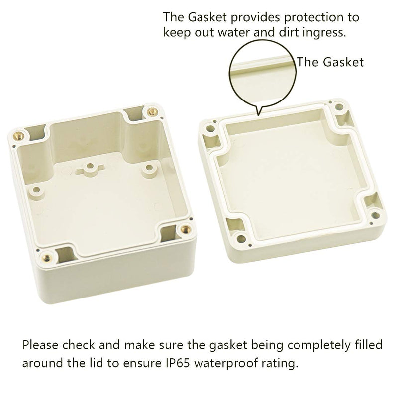 Zulkit Junction Box ABS Plastic Dustproof Waterproof IP65 Universal Electrical Boxes Project Enclosure Gray 3.3 x 3.2 x 2.2 inch (83 x 81 x 56 mm) 3.3" x 3.2" x 2.2"