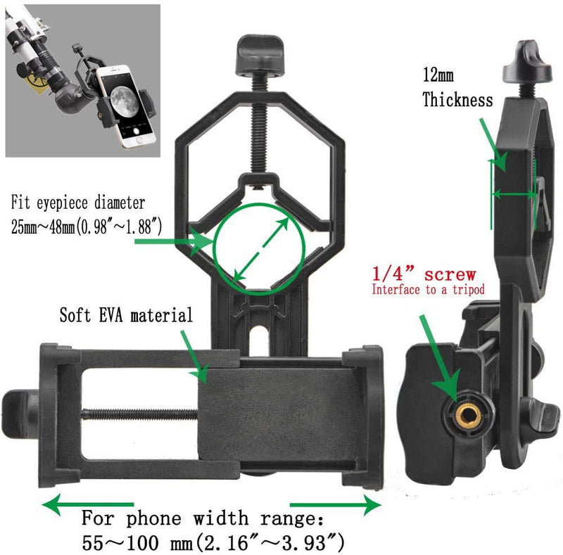 Starboosa Telescope Adapter Camera Mount, Smartphone Mount, Work with Telescope Spotting Scope Microscope Monocular Binocular - Fits iPhone, Samsung, HTC, LG and Smartphone (Camera Adapter-C1) CAMERA ADAPTER-C1
