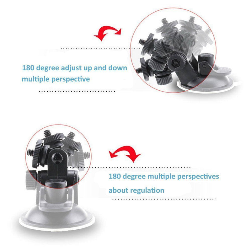 OctinPris in Car Windscreen Universal Suction Cup Mount Car for Windshield Dash Cam Camera Camcorder Mount Holder Stand 360 Rotation with 60cm Stainless Steel Tether and 1/4 Thread to Action Camera