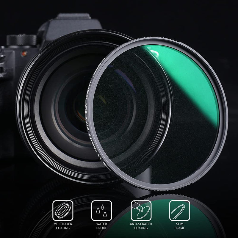 K&F Concept 62mm Black Diffusion 1/2 Filter with 28 Multi-Layer Coatings Cinematic Dream Effect Filter Waterproof for Camera Lens