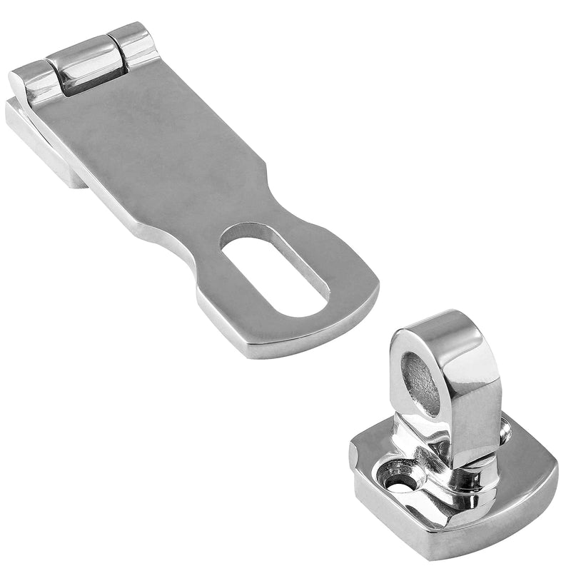 Bonsicoky 2Pcs Marine Grade 316 Stainless Steel Door Hasps, 3 Inch Heavy Duty Swivel Safety Hasp with Turning Padlock Eye Mount 2 Pieces