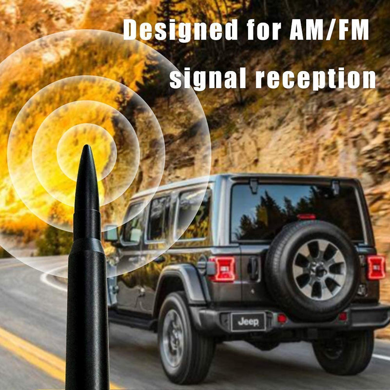 Cartaoo Bullet Antenna Compatible with Jeep Wrangler JK JL & Gladiator Rubicon Sahara(2007-2021) Accessories, Stubby AM/FM Radio Replacement Antenna.