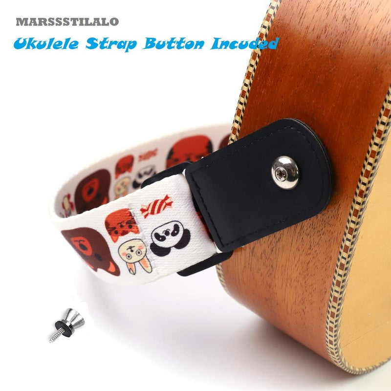 MARSSSTILALO Cute Soft Polyster Cartoon Ukulele Shoulder Strap Small Guitars Strap, Hawaiian, Tenor Ukuleles, Concert Ukuleles, White