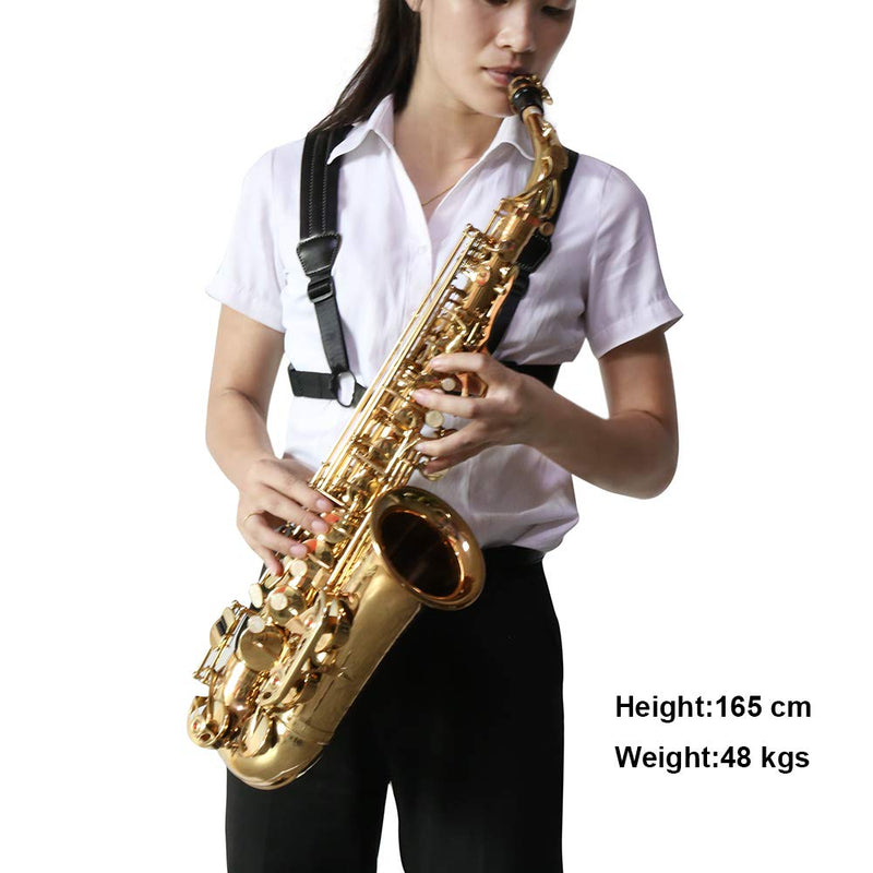 [AUSTRALIA] - Rayzm Saxophone Strap, Universal Double Shoulder Leather Strap for Sax, Adjustable Padded Harness Strap for Alto Tenor Soprano Baritone Saxophone (Small Size) S 