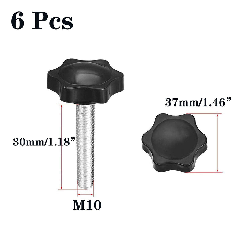[AUSTRALIA] - 6 Pcs Clamping Screw Knob,Plastic Hex Clamping Hand Knob Gripandles Screw Knobs Quick Removal Handgrips Star Knob Male Thread（M10-1.5x30mm） M10-1.5x30mm 