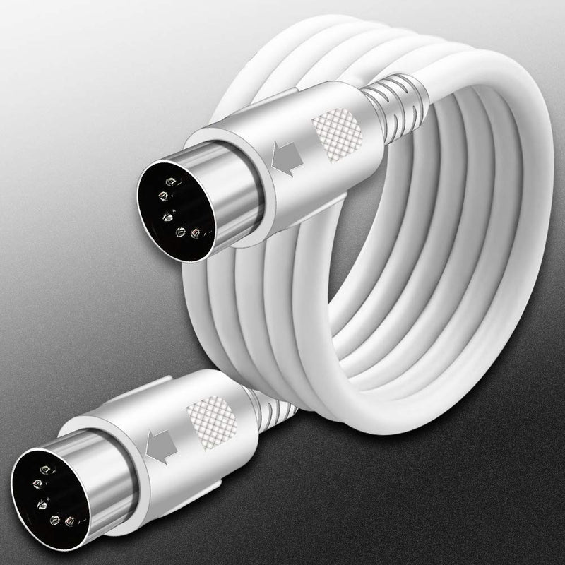 Yeung Qee MIDI Cable 5 Pin DIN Male to DIN Male Connector Cable Plug Wire Cord (white,1.5m) white,1.5m