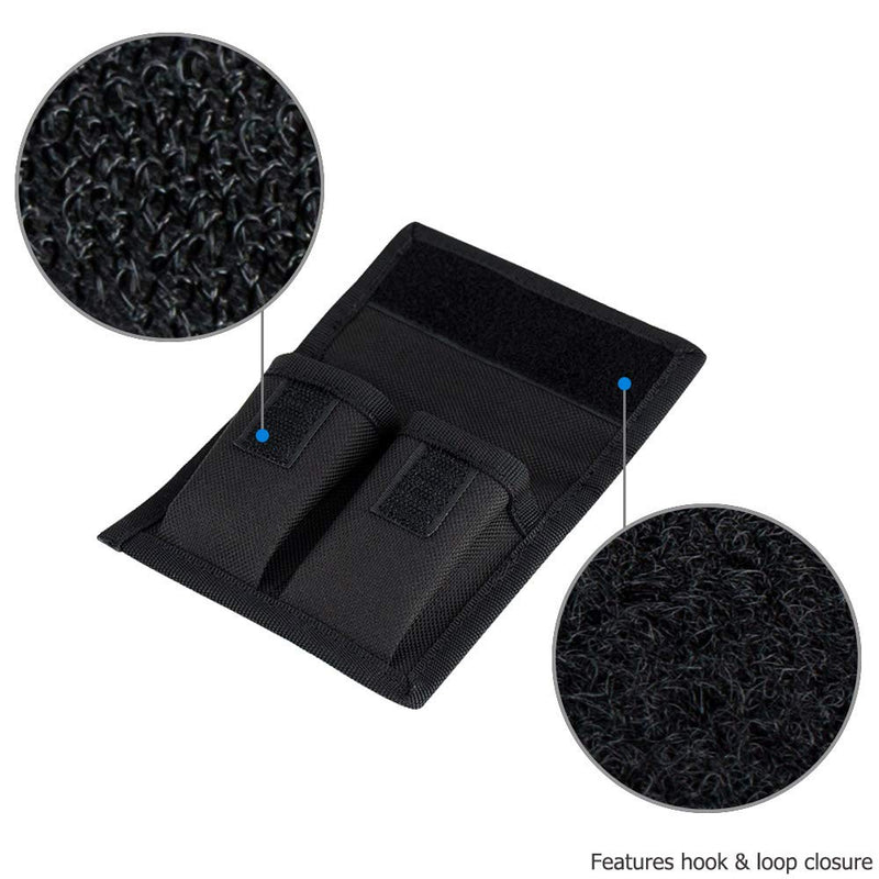 Camera Battery Pouch Holder Case for 2 PCS Sony NP-F550 NP-FW50 NP-FZ100 NP-BX1 Canon LP-E6 LP-E8 LP-E10 LP-E12 LP-E17 Fuji NP-W126 Nikon EN-EL14 EN-EL15 with Zipped Pocket to Store SD TF XQD CF Cards 2 Slot+1 Zippered Pockets