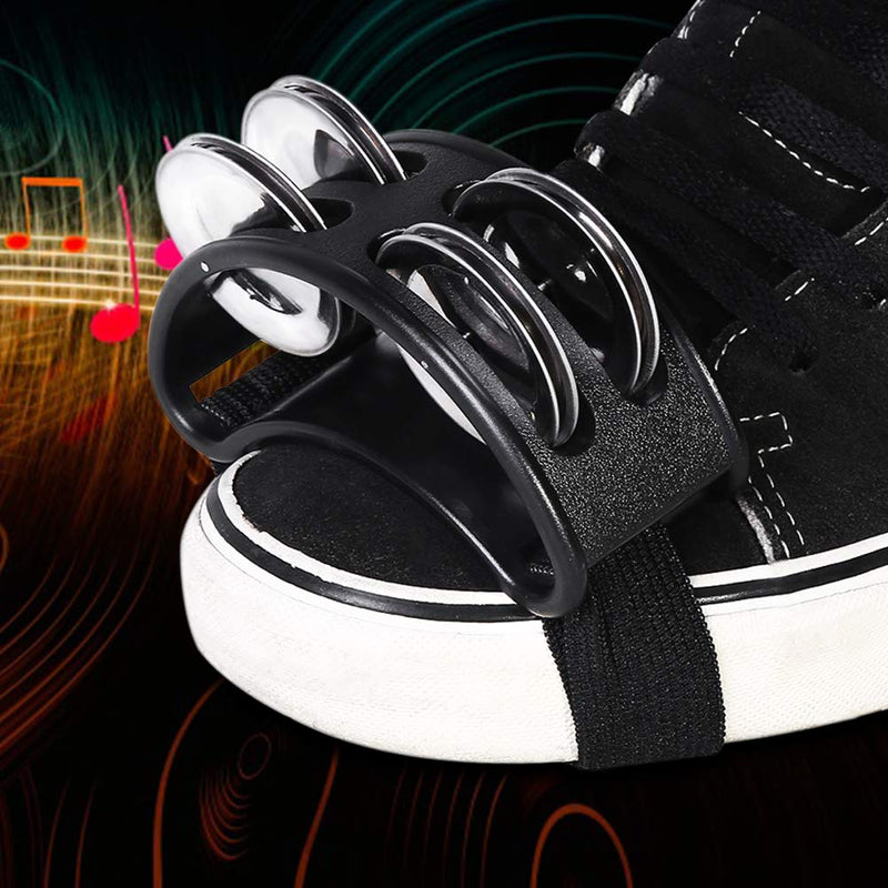 [AUSTRALIA] - Foot Tambourine, 3 Colors Foot Tambourine Percussion Musical Instrument with Metal Jingles Bell for Drum Accessory Instrument(Black) Black 