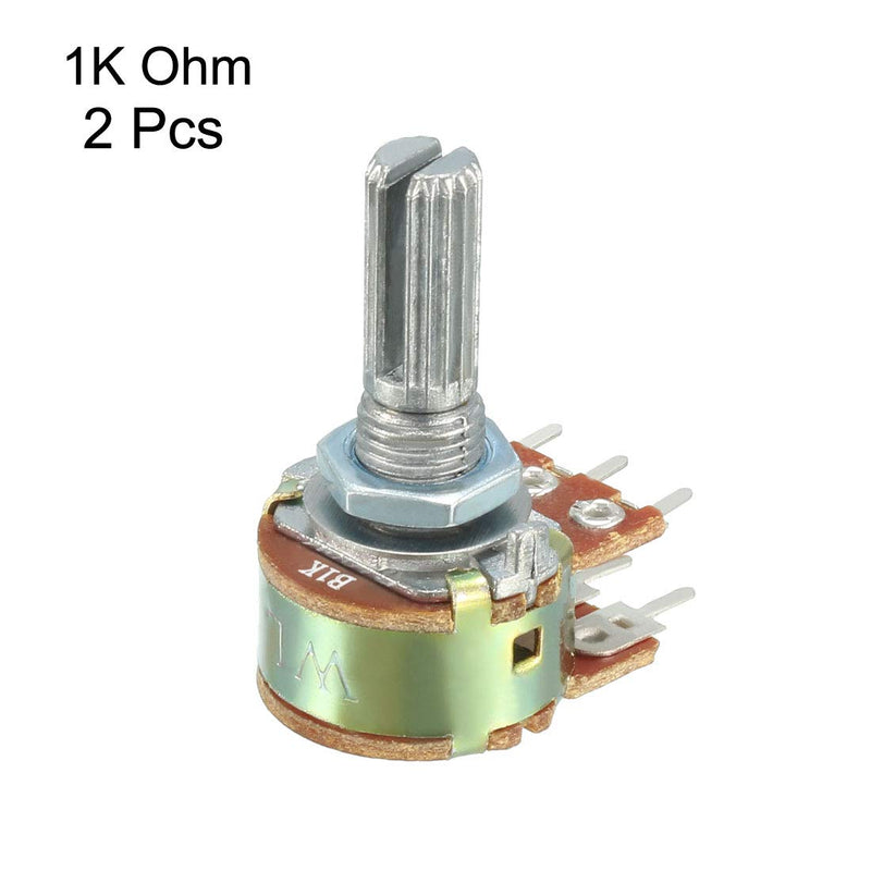 uxcell WH148 1K Ohm Variable Resistors Dual Turn Rotary Carbon Film Taper Potentiometer 6 Pin 2pcs