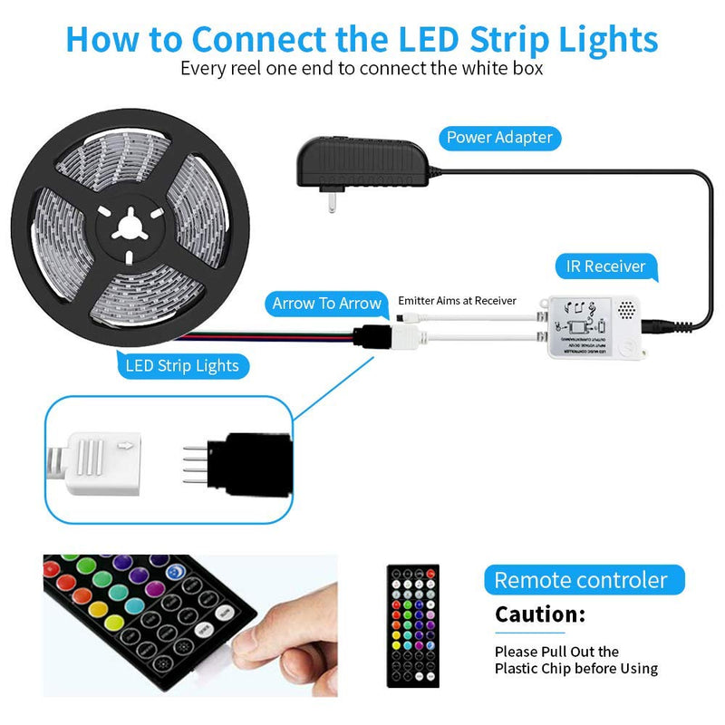 [AUSTRALIA] - Gotus LED Strip Lights 32.8ft Led Lights Smart Color Changing Rope Lights 32.8ft/10M SMD 5050 RGB Light Strips with Bluetooth Controller Sync to Music Apply for TV Bedroom and Home Decoration 