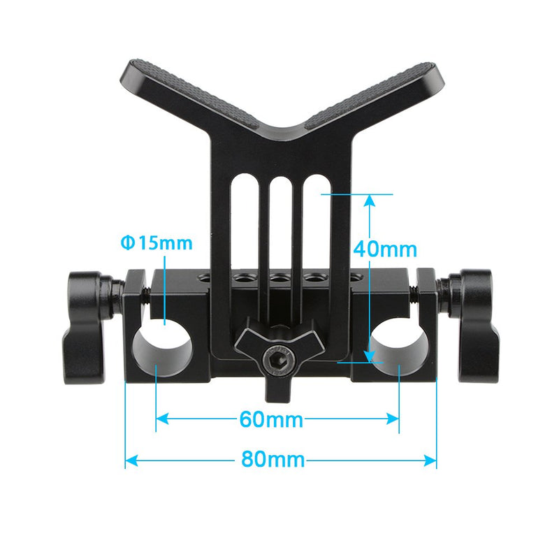 CAMVATE Lens Support 15mm Rod Clamp Rail Block for DSLR Rig Rod Support Rail System Black