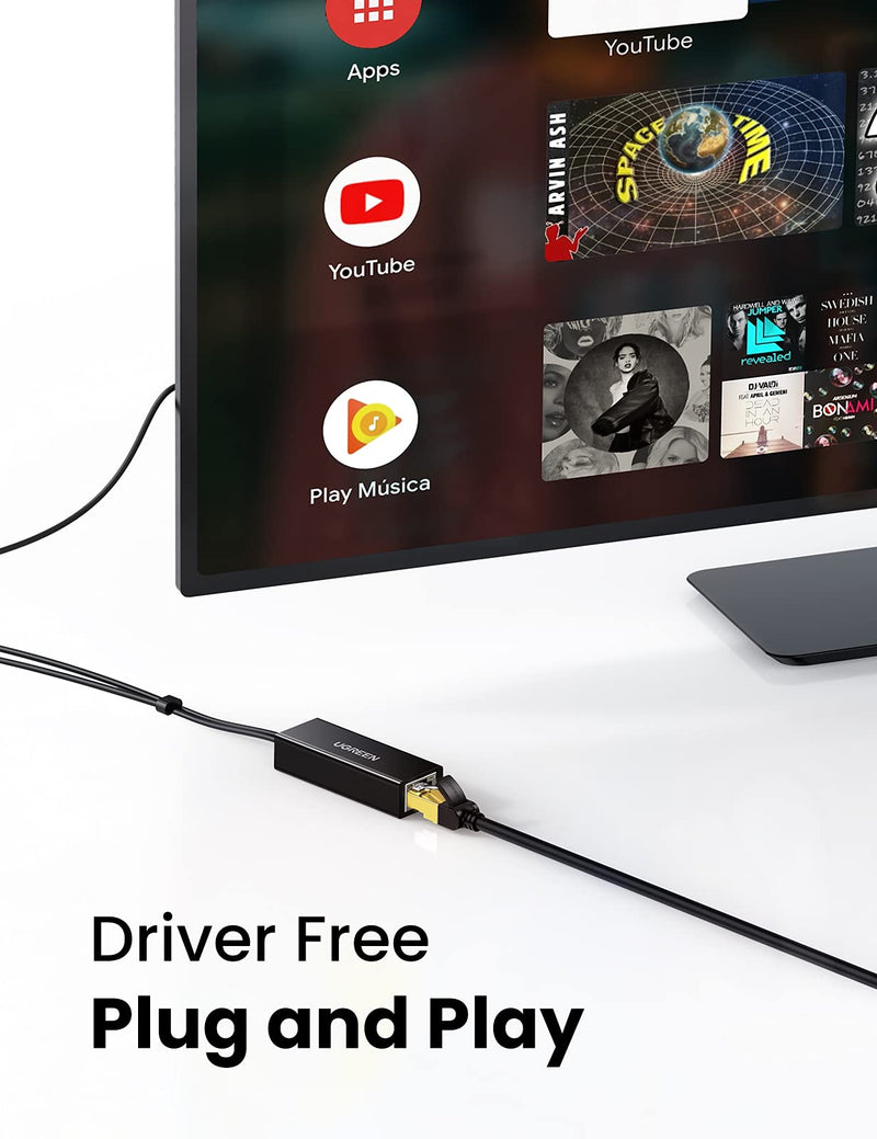 [AUSTRALIA] - UGREEN Ethernet Adapter Compatible for Fire TV Stick 4K Chromecast Google Home Mini and More Streaming TV Sticks Micro USB to RJ45 Ethernet Network Adapter with USB Power Supply Cable 3.3ft 
