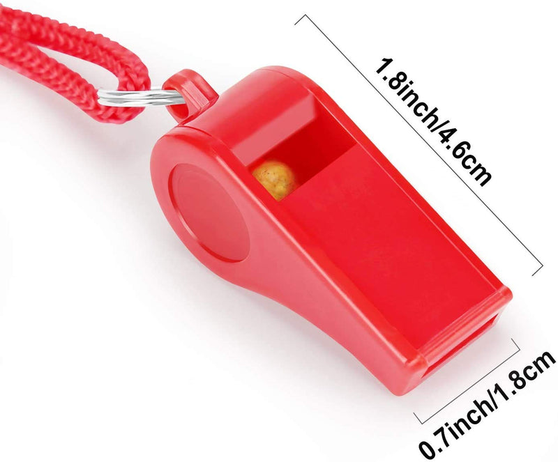 Fya 12PCS Red Emergency Whistle with Lanyard, Super Loud Plastic Whistles Bulk Perfect for Self-Defense, Lifeguard and Emergencies