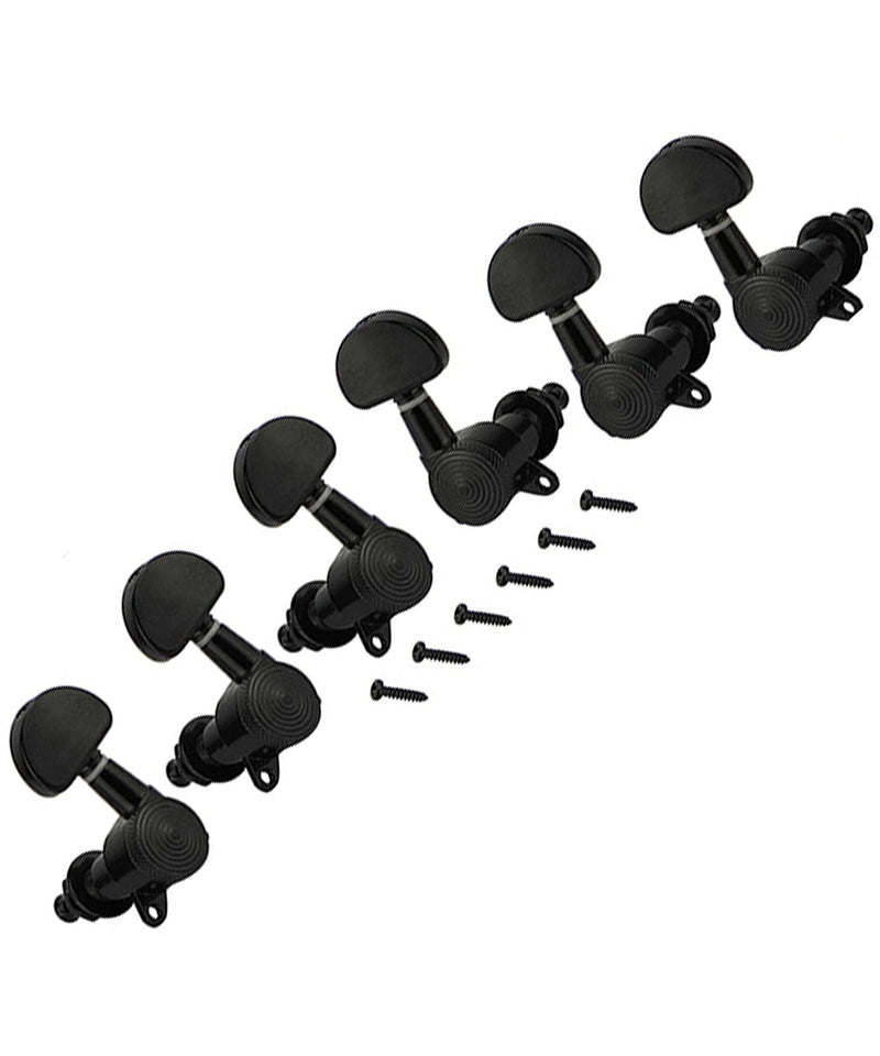AYUBOUSA 6Pcs Guitar Locking Tuners (3L + 3R Handed) - 1:19 Lock String Sealed Tuning Key Pegs Machine Heads Set Replacement for ST TL SG LP Style Electric, Folk or Acoustic Guitars (Black) BK