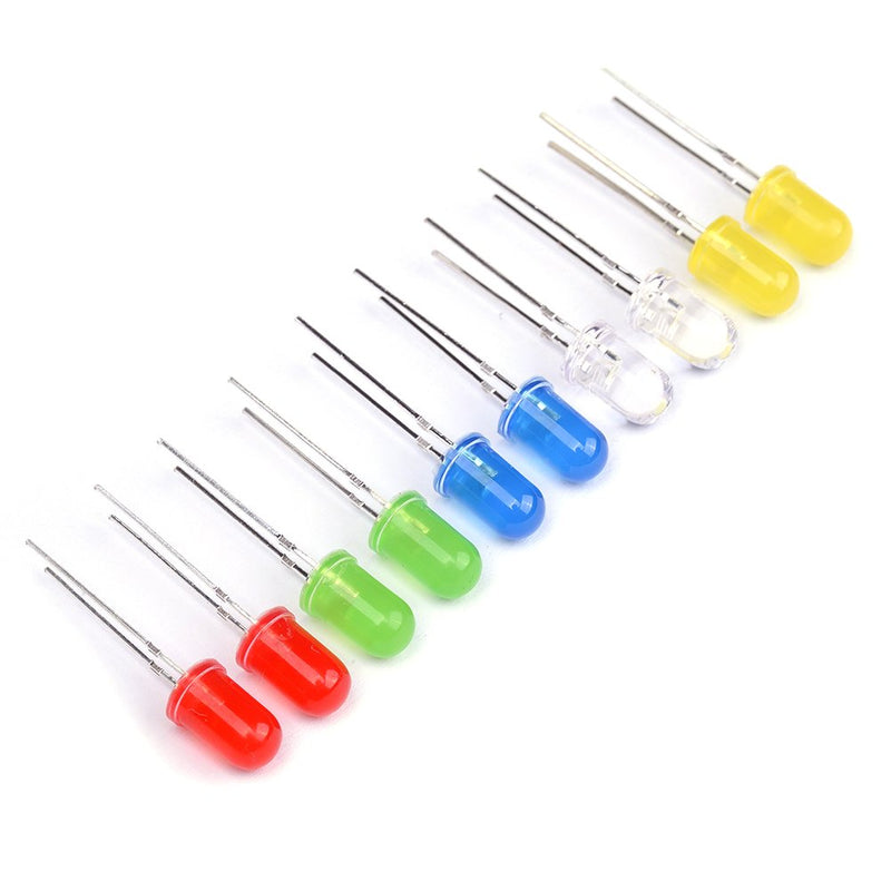 Cylewet 5mm LED Light Emitting Diode 5 Color Highlight for Arduino (Pack of 100) CYT1035