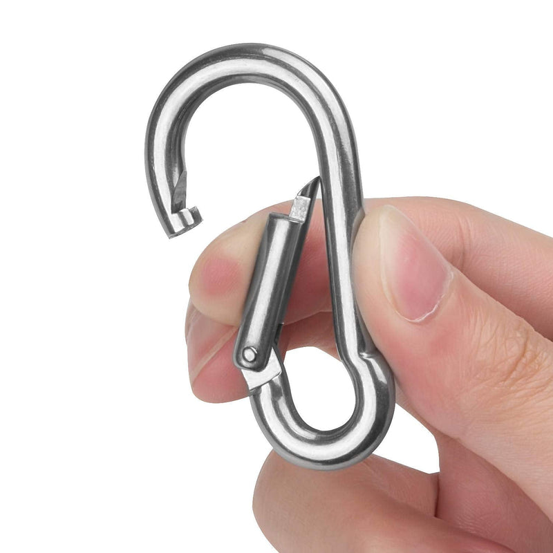 ASelected 15 Pack Spring Snap Hook Carabiner Stainless Steel 304 Screw Lock Silver Quick Link Clip Keychain for Camping, Hiking, Outdoor and Gym, Small M6 Carabiners for Dog Leash & Harness, Sliver