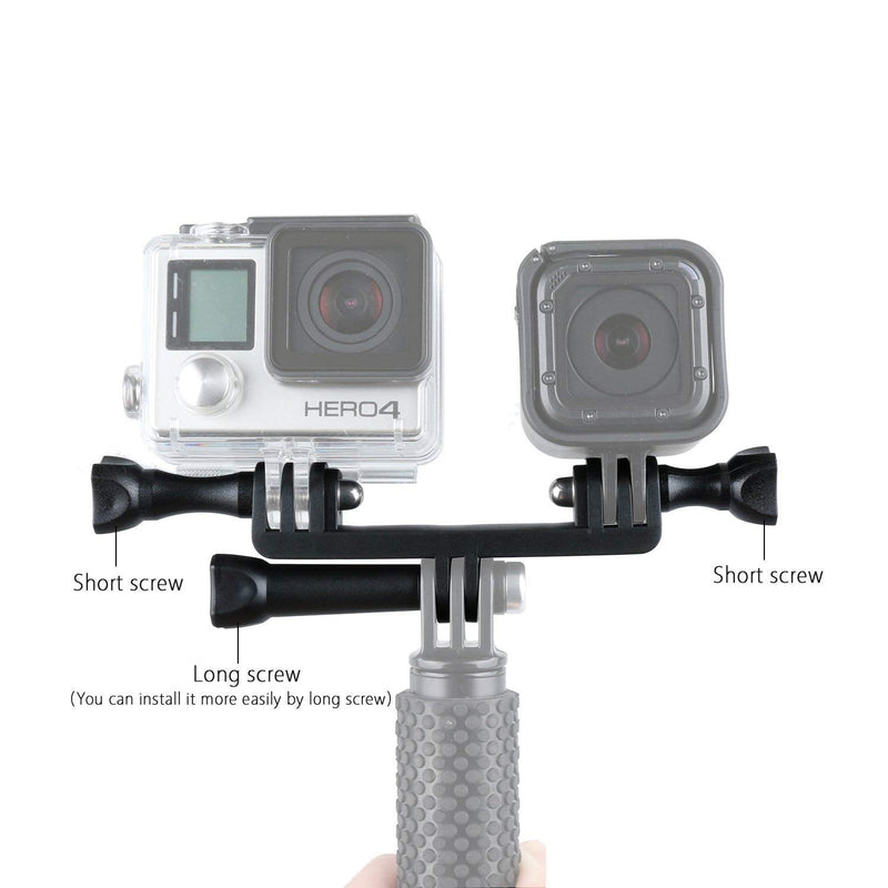 Williamcr Dual Twin Mount Adapter for GoPro Hero 10/9/8/7/(2018)/6/5/4 Black,Hero 3+,DJI Osmo Action,AKASO/Campark/YI Action Camera