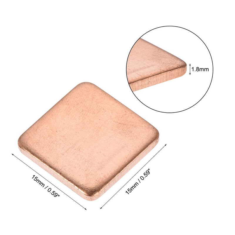 uxcell Flat IC Chipset Thermal Copper Heatsink for CPU GPU 15 x 15 x 1.8mm 10pcs 15x15x1.8mm