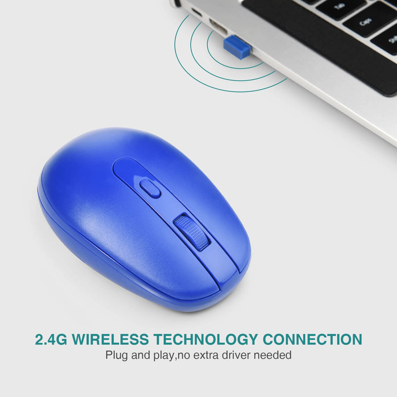 Rii Wireless Mouse RM700 2.4G Silent Mouse with 3200 DPI,Computer Mouse with USB Nano Receiver for Laptop,PC,Mac,Windows and School Work (Klein Blue) Klein blue