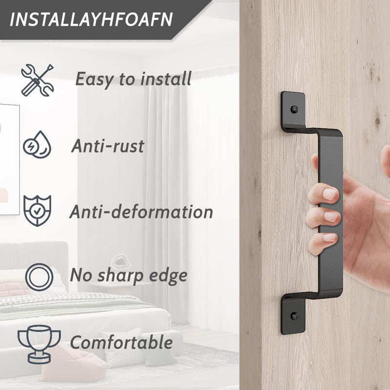 [AUSTRALIA] - SANKEYTEW Barn Door Pull Handle Black Steel Hardware for Sliding Door Gate Cabinet Closet Drawer Garage Shed, Rustic Style (2 pcs) 