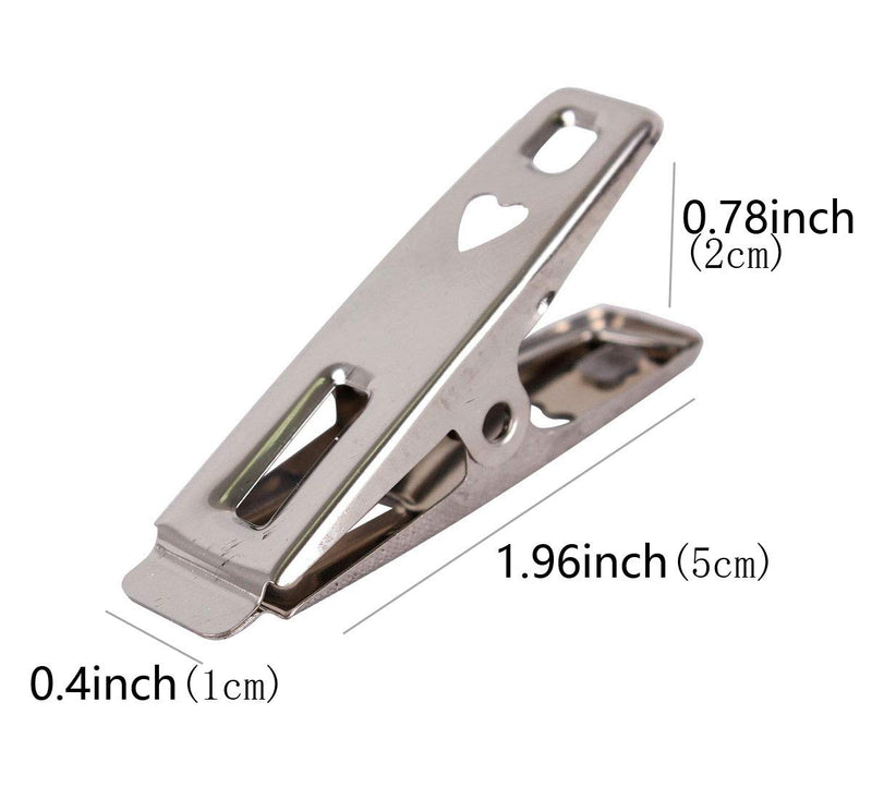 FOMMEN Stainless Steel Clothespins 80 Pack Binder Clips,Heavy Duty Clothespin，All Purpose Heavy Duty Air Tight Seal Good Grip Clips,Metal Clothes Clips for Clothes Sock Food Sealing Photos