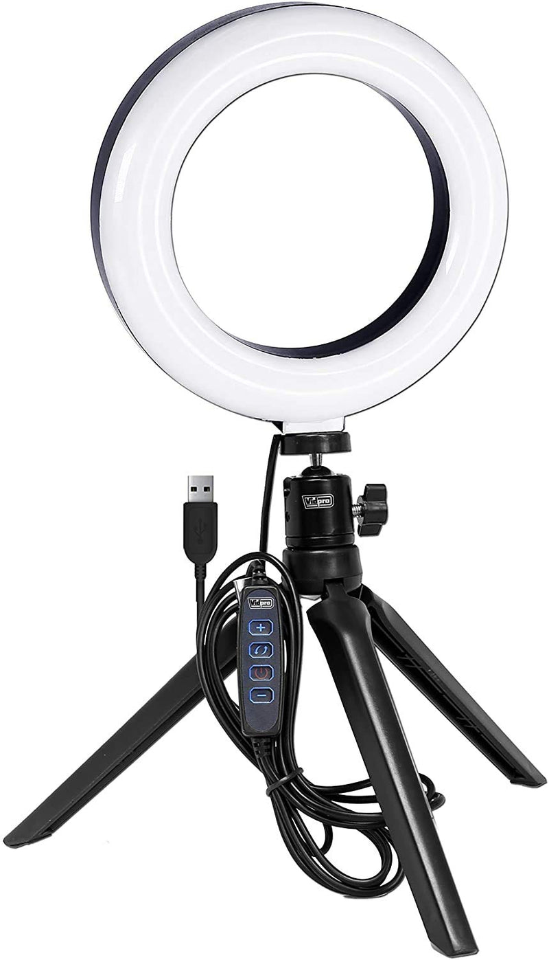 [AUSTRALIA] - Vidpro RL-6 6" Inch LED Ring Light Kit with Mini Tripod and Ball Head. USB Powered for Portraits, Makeup, Modelling, Vloggers, Macro Photos and YouTube. Variable Color Temperature 2800K 4500K 6500K 