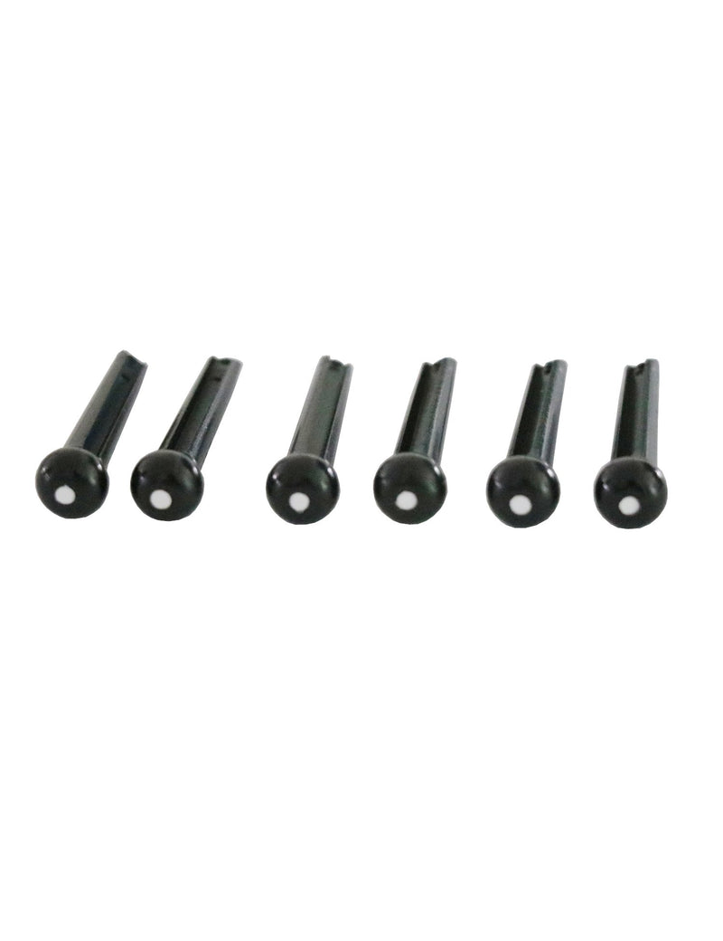 Metallor Acoustic Guitar Bridge Pins String Peg Guitar Parts Replacement Pack of 6 Pieces Black with White Dot.