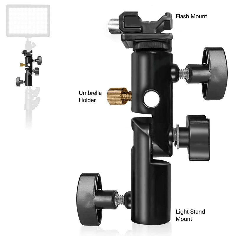 LimoStudio Flash Shoe Mount Bracket Adapter with Swivel Head, Light Stand Tripod Mount with Umbrella Reflector Holder and Female Screw Thread Brass Stud, AGG1811