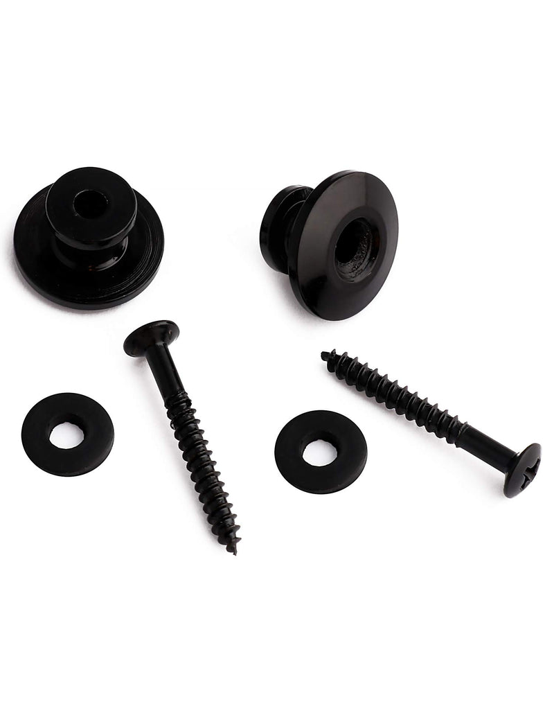 Metallor Guitar Strap Locks and Buttons End Pins with Mounting Screws and Washers for Electric Guitar Bass Acoustic Guitar Ukulele Mandolin Black.