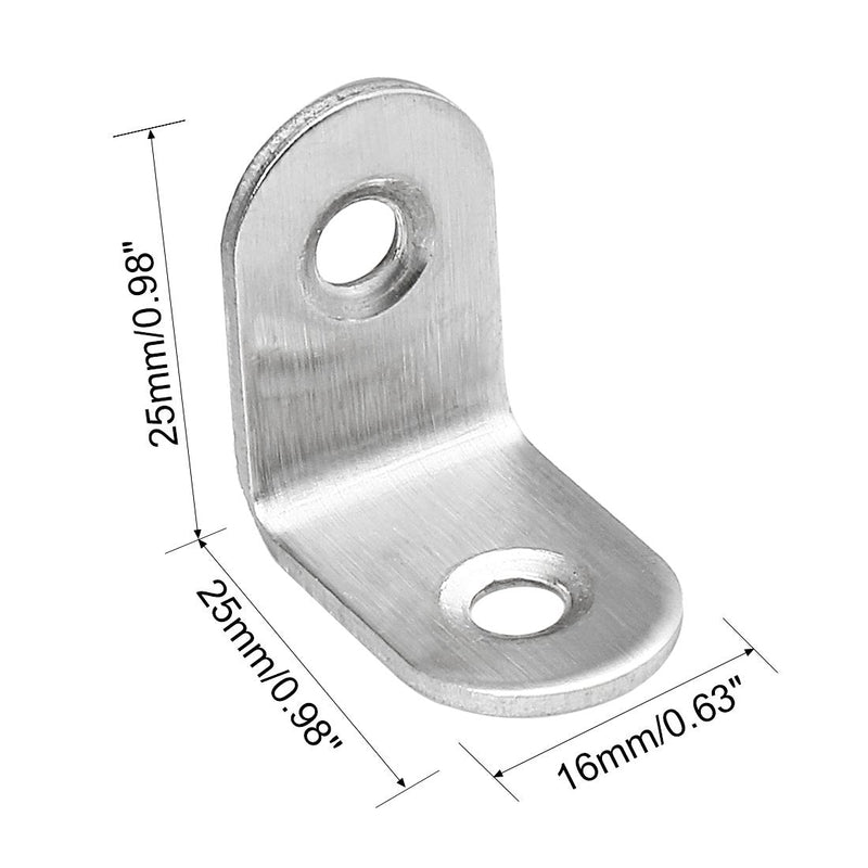 [AUSTRALIA] - uxcell Stainless Steel Shelves Corner Brace 25mmx25mmx16mm, Joint L Shape Right Angle Corner Fastener Joints Support Bracket, Pack of 30 