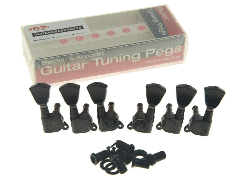 Wilkinson 3L3R Black E-Z Post Guitar Tuners EZ Post Guitar Tuning Keys Pegs Machine Heads with Tulip Button for Les Paul or Acoustic Guitar
