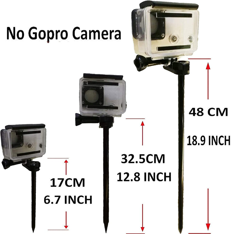 Cameras Ground Stake Spike Tripod Mount w/ 1/4'' - 20 Ball Head - Adjustable Length and Tilt - for Action Camera,Trail Cameras, Smartphones,Perfect The Beach,ski Slopes,Ideal Downhill Mountain Biking