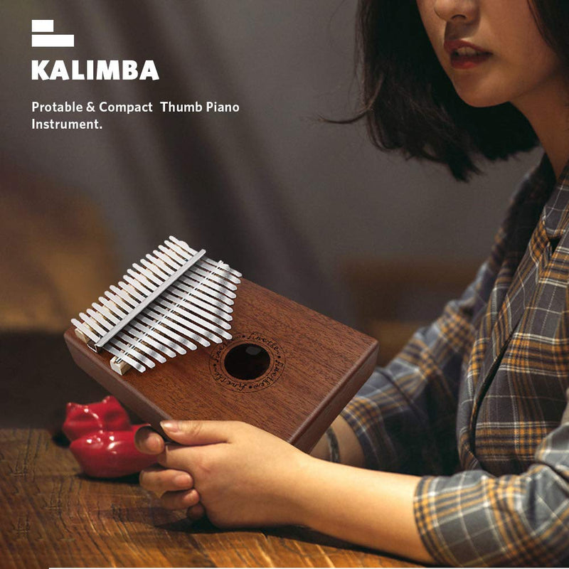 Kalimba 17 Key Mbira Finger Piano Mahogany Music Instruments with Tuning Tool and Carry Bag