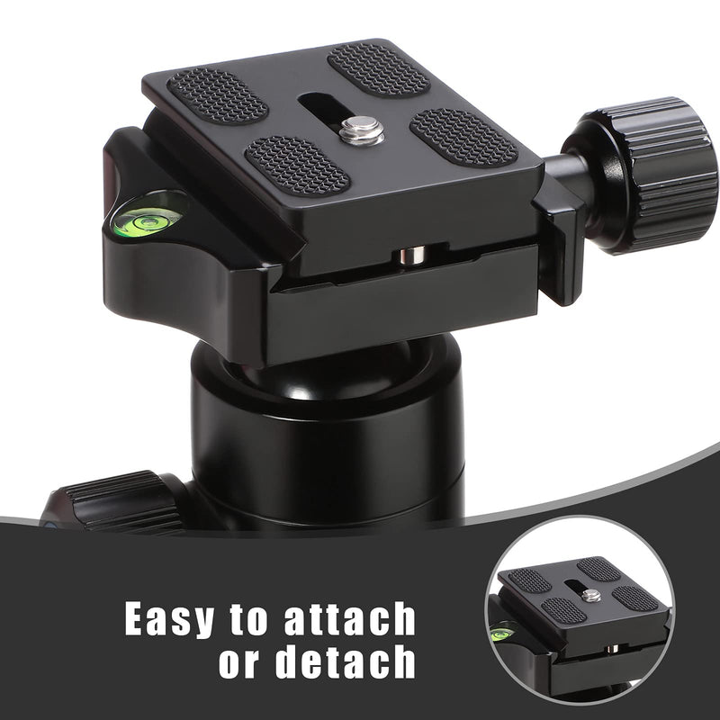 2 Pieces Metal Universal Quick Release Plate with 1/4 Inch Screw, Tripod Mount Plate Universal Fits Standard for DSLR Camera Tripod Ball Head, Black (PU50) PU50