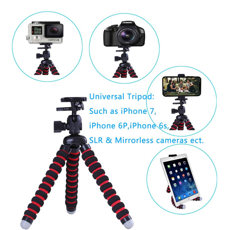 Phone Tripod, Portable and Flexible Camera Stand Holder with Wireless Remote and Universal Clip (11.02 inch) MEDIUM:11.02"