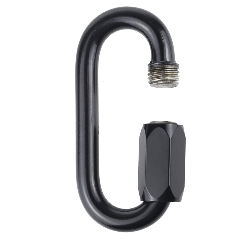 IEBUOBO 1/8 inch Stainless Steel Oval Quick Link Carabiner, 10 Pack M3.5 Black Quick Links Chain Connector, Heavy Duty Locking Carabiner for Outdoor Activities
