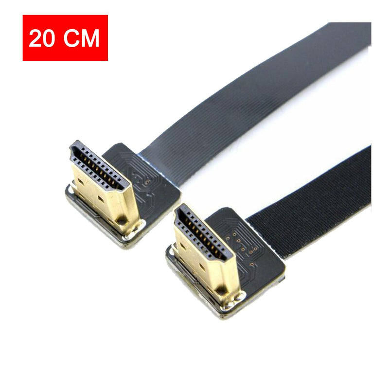 FPV HDMI Cable, Kework 20cm FPV HDMI Slim Flat Cable, 90 Degree Downward Standard HDMI Male Interface to 90 Degree Downward Standard HDMI Male Interface for RED BMCC FS7 C300 (Double Downward) Double Downward