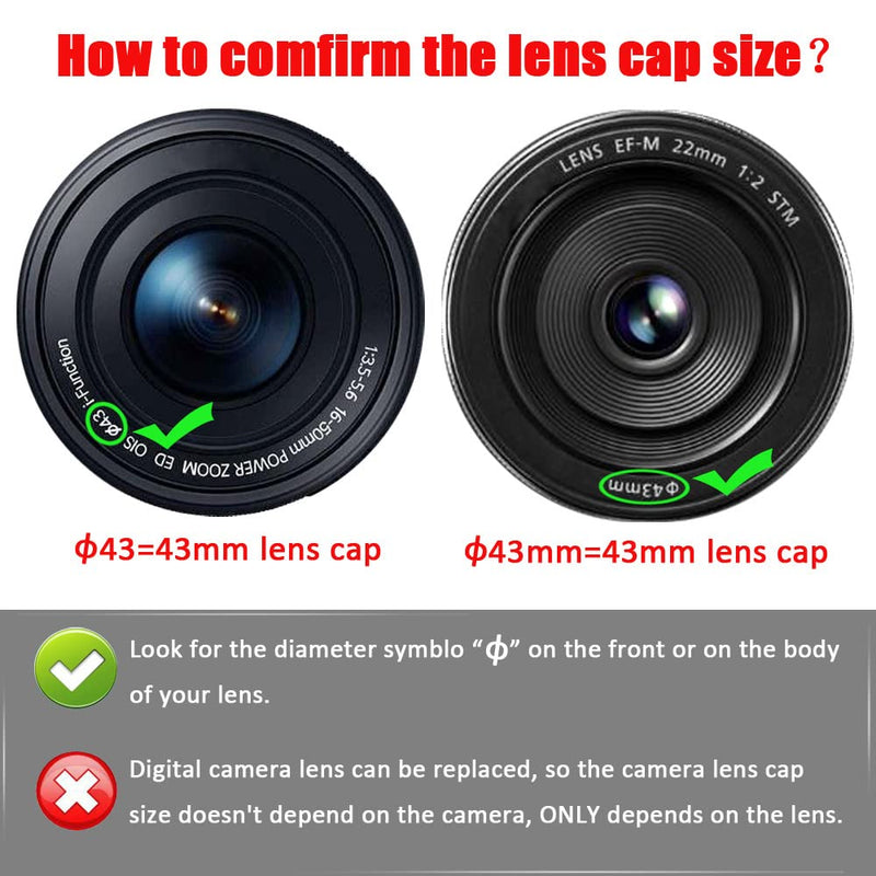 Fire-Rock 43mm Snap-On Front Lens Cap Cover Compatible for Canon M2 M3 with EF-M 22mm f/2 STM EF-M 32mm 1:1.4 STM 28mm f/3.5 Macro is STM Lens / Samsung NX500 NX3000 with 16-50mm Lens (2 PCS)
