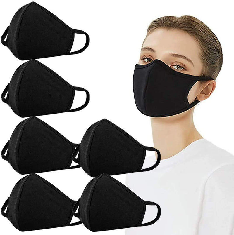 [AUSTRALIA] - Cotton Mouth Bandanas, 6 Pack Face Cover, Unisex Mouth Protector, Washable, Reusable Cloth Protector,Scarf,Handkerchiefs,Headbands,Wristband for Cycling Camping Travel Black 