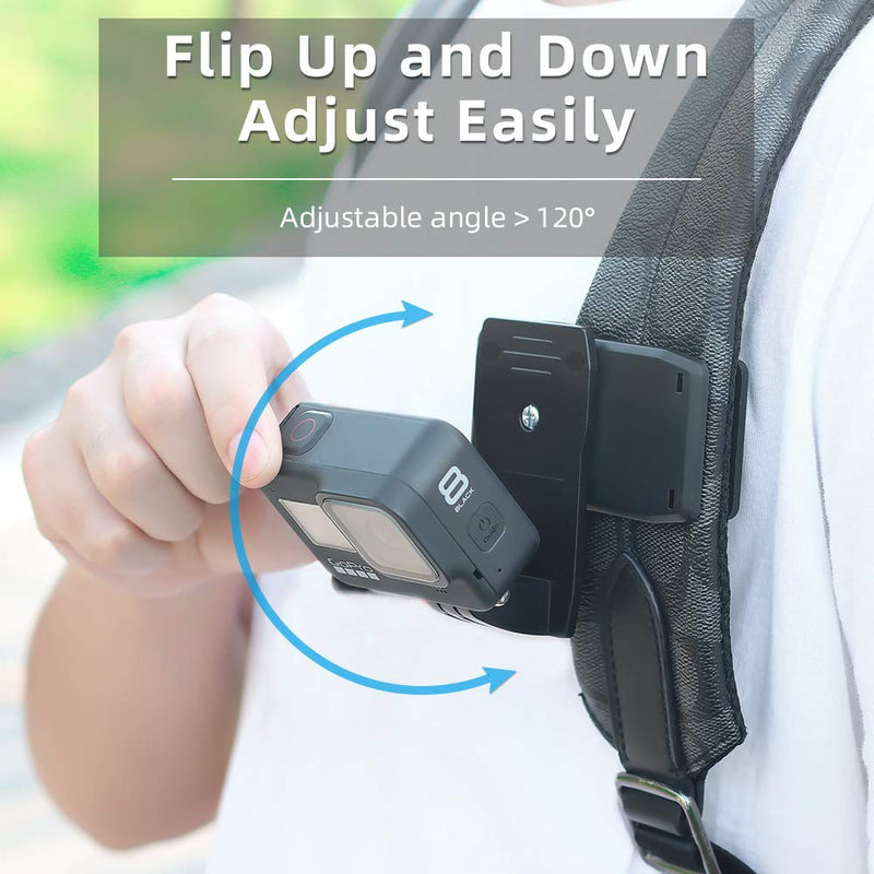 SUREWO Backpack Strap Mount Quick Clip Mount Compatible with Gopro Hero 10/9/8/7/6(2018)/5 Black,DJI Osmo Action and More Backpack Clip Mount for GoPro