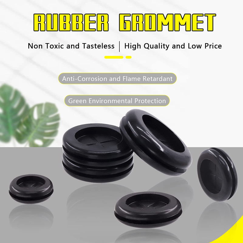Mardatt 101 Pcs 8 Sizes Rubber Grommet Set, 16-38mm Double Sided Round Round Electrical Wire Gasket with Storage Box and Knife, Solid Ring Gasket Rubber for Cable Firewall Hole Plug Auto