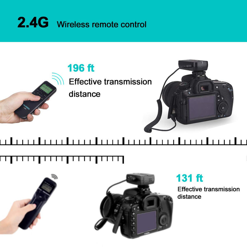 Wireless Timer Remote Shutter Release Intervalometer with LCD and HDR Canon EOS RP, Rebel T6, SL2, 6D II, 5D IV, SX70 HS; for Fujifilm GFX 50R, X-T3; for Olympus OM-D E-M1 Mark II; for Pentax K-1 II for Canon