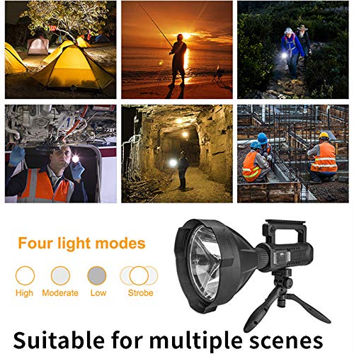 Hunting Friends Super Bright Rechargeable Spotlight, Handheld Tactical Flashlight 4 Modes High Power Portable Waterproof LED Searchlight USB Output P50 Camping Torch for Outdoor (P50-Medium Size) P50-Medium Size