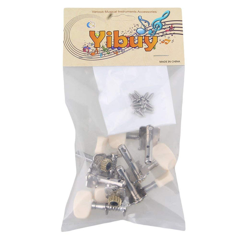 Yibuy Chrome 3R3L Individual Open Guitar Machine Heads with Cream Buttons