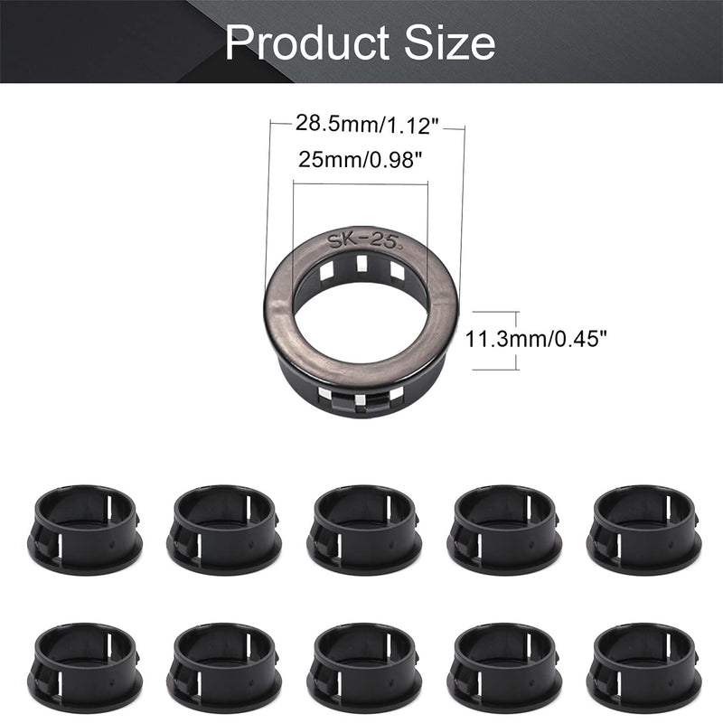 [AUSTRALIA] - Fielect 100Pcs 25mm Cable Snap Bushing Grommet Protector Black Nylon Snap in Cable Hose Bushing Grommet Round Snap Bushing Model:SK-25 