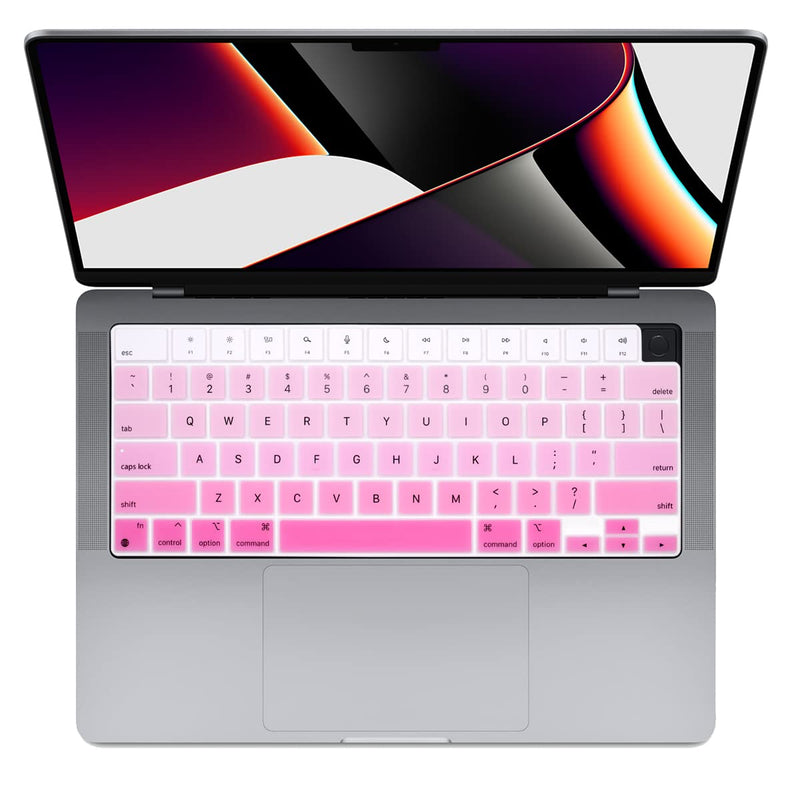 MMDW Silicone Keyboard Cover for MacBook 2023 15Air A2941/2023 Pro14 A2779/Pro16 A2780/2022 Air 13 M2 A2681/2021 Pro 14" 16" A2442 A2485 & MacBook Air/Pro Retina, 13-13.3" Notebook GD pink
