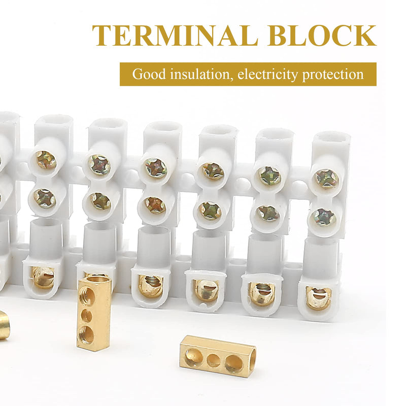 Uenhoy 10 Pcs Terminal Block Dual Row Terminal Strip 12-Position Electric Barrier Block - 10 Amp 380V 10A, 380V