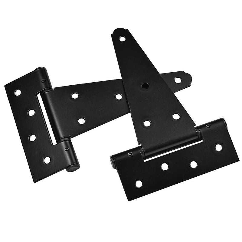 6 Inch T-Strap Shed Door Hinges Heavy Duty ,Black Tee Hinge for Wooden Fences,Yard Door,Barn Door Gates, Wrought Hardware Rustproof,2Pack/Set 6 Inch x 2PCS