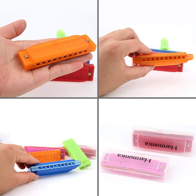 Xrten 10 Holes Harmonica Clear Candy Color Harmonica Mouth Organ Toy for Children(2 Pcs)