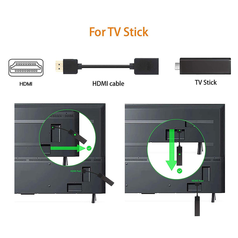 2pcs Gold Plated HDMI Male to Female Swivel Adapter Any Angle Adjustable Rotation 360 Degree Connector Supports 3D 1080P HDMI Extender for Fire TV Stick, Roku Stick, Google Chromecast, Xbox, PS4, PS3. 2PCS Packed